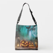 Halloween pompoenen en vleermuizen crossbody tas (Achterkant)