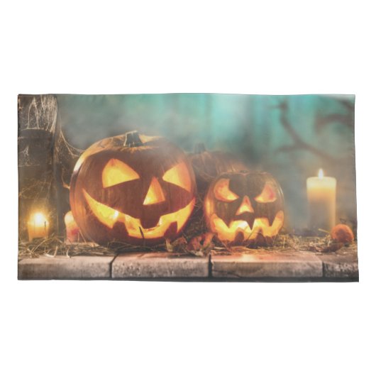 Halloween pompoenen en vleermuizen kussensloop (Achterkant)