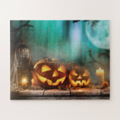 Halloween pompoenen en vleermuizen legpuzzel (Horizontaal)