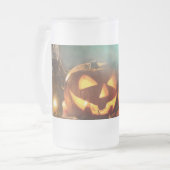 Halloween pompoenen en vleermuizen matglas bierpul (Voorkant links)