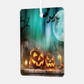 Halloween pompoenen en vleermuizen metalen ornament (Voorkant links)