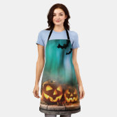 Halloween pompoenen en vleermuizen schort (Gedragen)