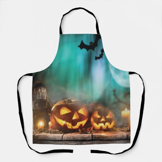 Halloween pompoenen en vleermuizen schort (Voorkant)