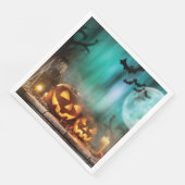 Halloween pompoenen en vleermuizen servet (Hoek)