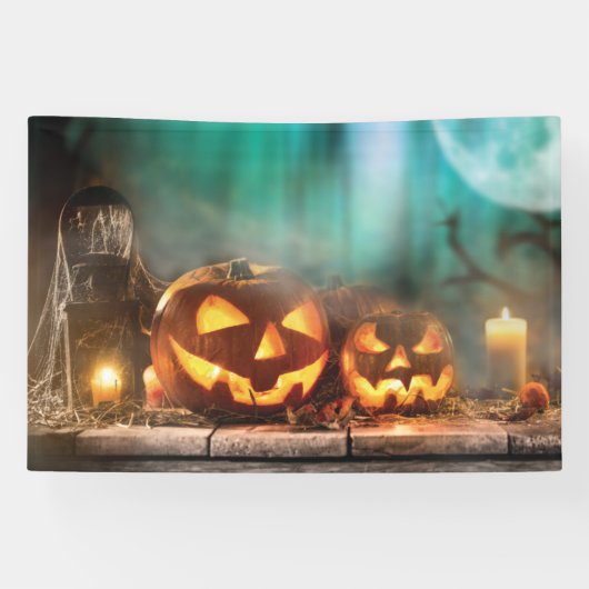 Halloween pompoenen en vleermuizen spandoek (Horizontaal)