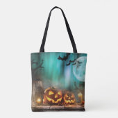Halloween pompoenen en vleermuizen tote bag (Achterkant)