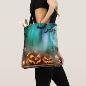 Halloween pompoenen en vleermuizen tote bag (Dichtbij)