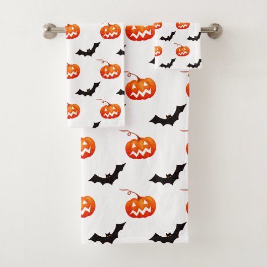 Halloween pompoenen en vleermuizen, Trick or treat Bad Handdoek (Insitu)