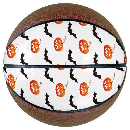 Halloween pompoenen en vleermuizen, Trick or treat Basketbal (Voorkant)
