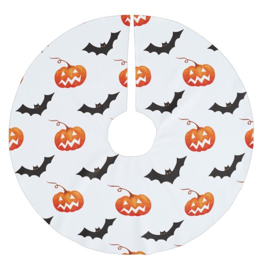Halloween pompoenen en vleermuizen, Trick or treat Kerstboom Rok (Voorkant)
