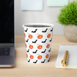 Halloween pompoenen en vleermuizen, Trick or treat Papieren Bekers