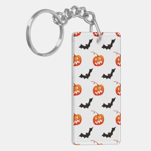Halloween pompoenen en vleermuizen, Trick or treat Sleutelhanger (Voorkant Links)