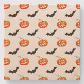 Halloween pompoenen en vleermuizen, Trick or treat Stenen Onderzetter (Voorkant)