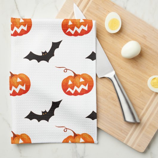 Halloween pompoenen en vleermuizen, Trick or treat Theedoek (Quarter Fold)
