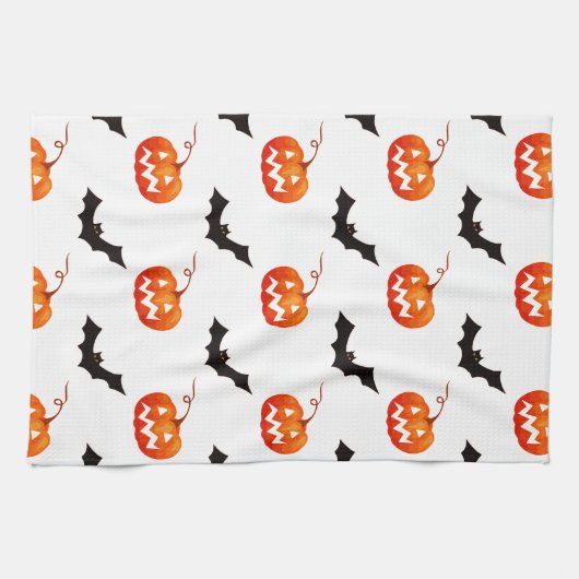 Halloween pompoenen en vleermuizen, Trick or treat Theedoek (Horizontaal)