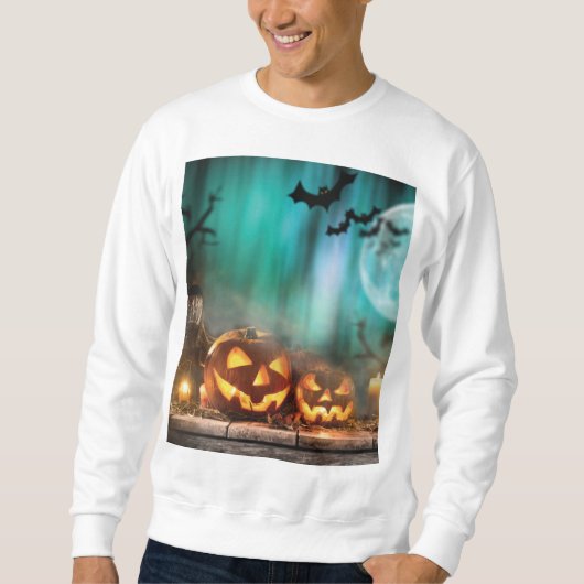 Halloween pompoenen en vleermuizen trui (Voorkant)