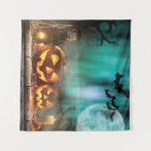 Halloween pompoenen en vleermuizen wandkleed (Voorkant (horizontaal))