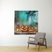 Halloween pompoenen en vleermuizen wandkleed (In situ)