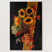 Halloween Pompoenen en Zonnebloemen Legpuzzel (Verticaal)