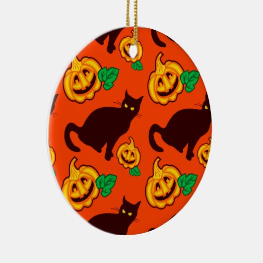 Halloween pompoenen en zwarte kat keramisch ornament (Rechts)