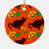 Halloween pompoenen en zwarte kat keramisch ornament (Voorkant)