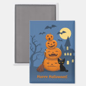 Halloween Pompoenen en Zwarte Kat Magneet (Voorkant / Achterkant)