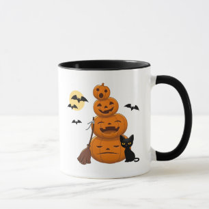 Halloween Pompoenen en Zwarte Kat Mok