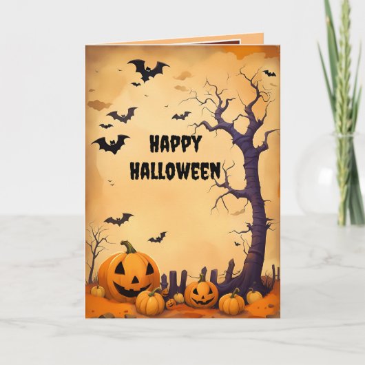 Halloween pompoenen feestdagen kaart (Voorkant)