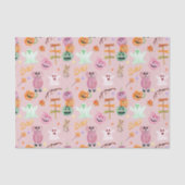 Halloween pompoenen, geest, monsters roze tissuepapier (Voorkant)