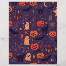 Halloween Pompoenen Geesten & Katten Scrapbook Pap