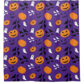 Halloween pompoenen geesten vleermuizen leuk paars douchegordijn (Voorkant)