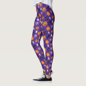 Halloween pompoenen geesten vleermuizen leuk paars leggings (Links)