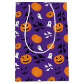 Halloween pompoenen geesten vleermuizen leuk paars medium cadeauzakje (Voorkant)