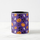 Halloween pompoenen geesten vleermuizen leuk paars mok (Midden)