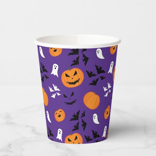 Halloween pompoenen geesten vleermuizen leuk paars papieren bekers (Links)