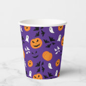 Halloween pompoenen geesten vleermuizen leuk paars papieren bekers (Voorkant)