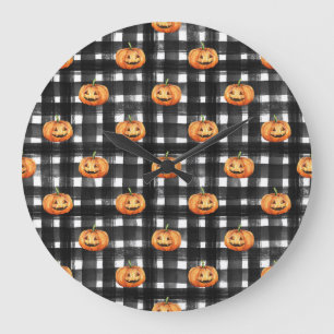 Halloween pompoenen: geruite charme. grote klok