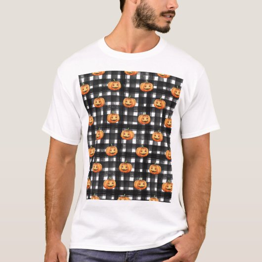 Halloween pompoenen: geruite charme. t-shirt (Voorkant)