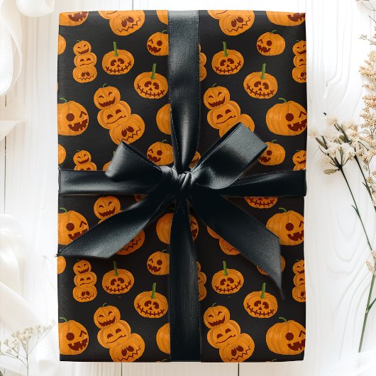 Halloween Pompoenen Grappige Jack O'Lanterns Patro Cadeaupapier