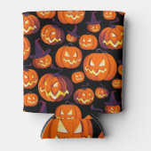 Halloween pompoenen: griezelig naadloos patroon. blikjeskoeler (Voorkant)