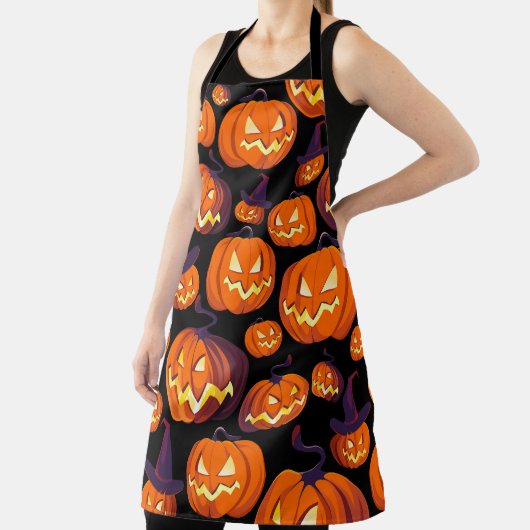 Halloween pompoenen: griezelig naadloos patroon. schort (Insitu)