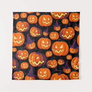 Halloween pompoenen: griezelig naadloos patroon. wandkleed