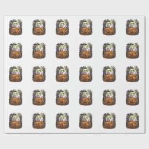 Halloween Pompoenen Grijze Kat Vleermuis Volle Maa Cadeaupapier