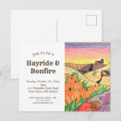 Halloween pompoenen Hayride Herfst Folk Art Uitnodiging Briefkaart (Voorkant / Achterkant)