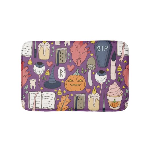 Halloween pompoenen, hekserig naadloos patroon. badmat (Voorkant)