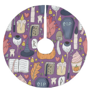 Halloween pompoenen, hekserig naadloos patroon. kerstboom rok