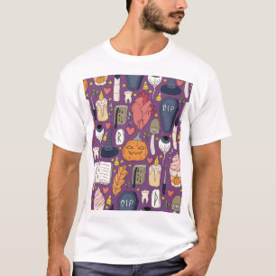 Halloween pompoenen, hekserig naadloos patroon. t-shirt