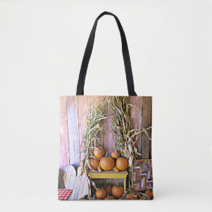 Halloween Pompoenen Houten Hart Herfsttas Tote Bag
