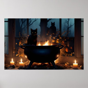 Halloween pompoenen Kat Schattige Spooky feestelij Poster