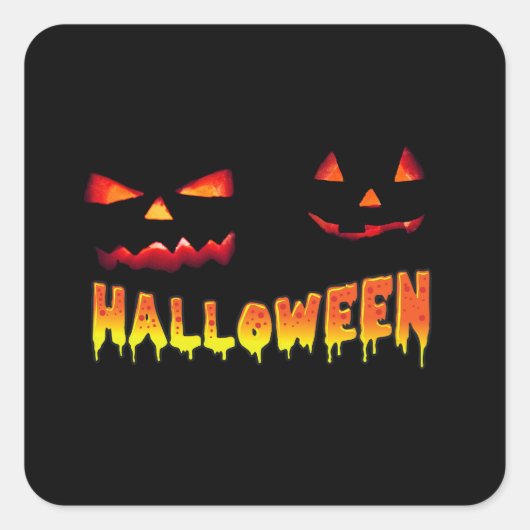 HALLOWEEN POMPOENEN LACHEN IN HET DONKER VIERKANTE STICKER (Voorkant)